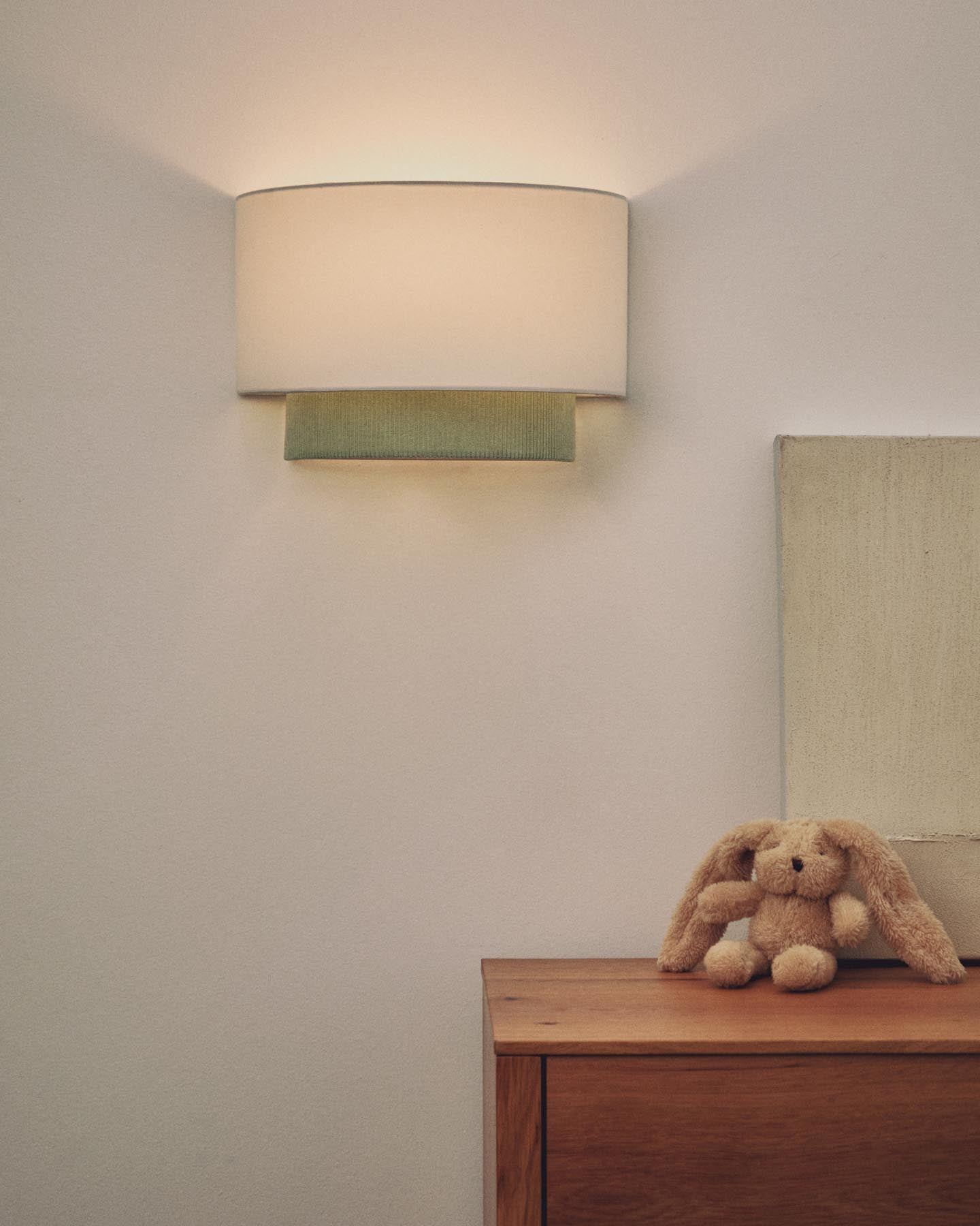 Wandleuchte Bianella aus Baumwolle und türkisfarbenem Cord, Ø 40 cm in Türkis präsentiert im Onlineshop von KAQTU Design AG. Wandleuchte ist von Kave Home