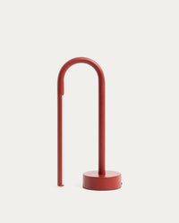 Bow portable table lamp made of red aluminum