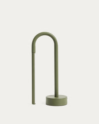 Bow portable table lamp made of green aluminum