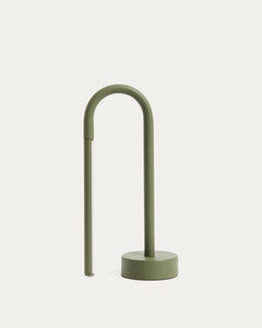 Bow portable table lamp made of green aluminum