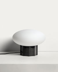 Idela Table Lamp, made of smoked glass and black marble, Ø 26 cm