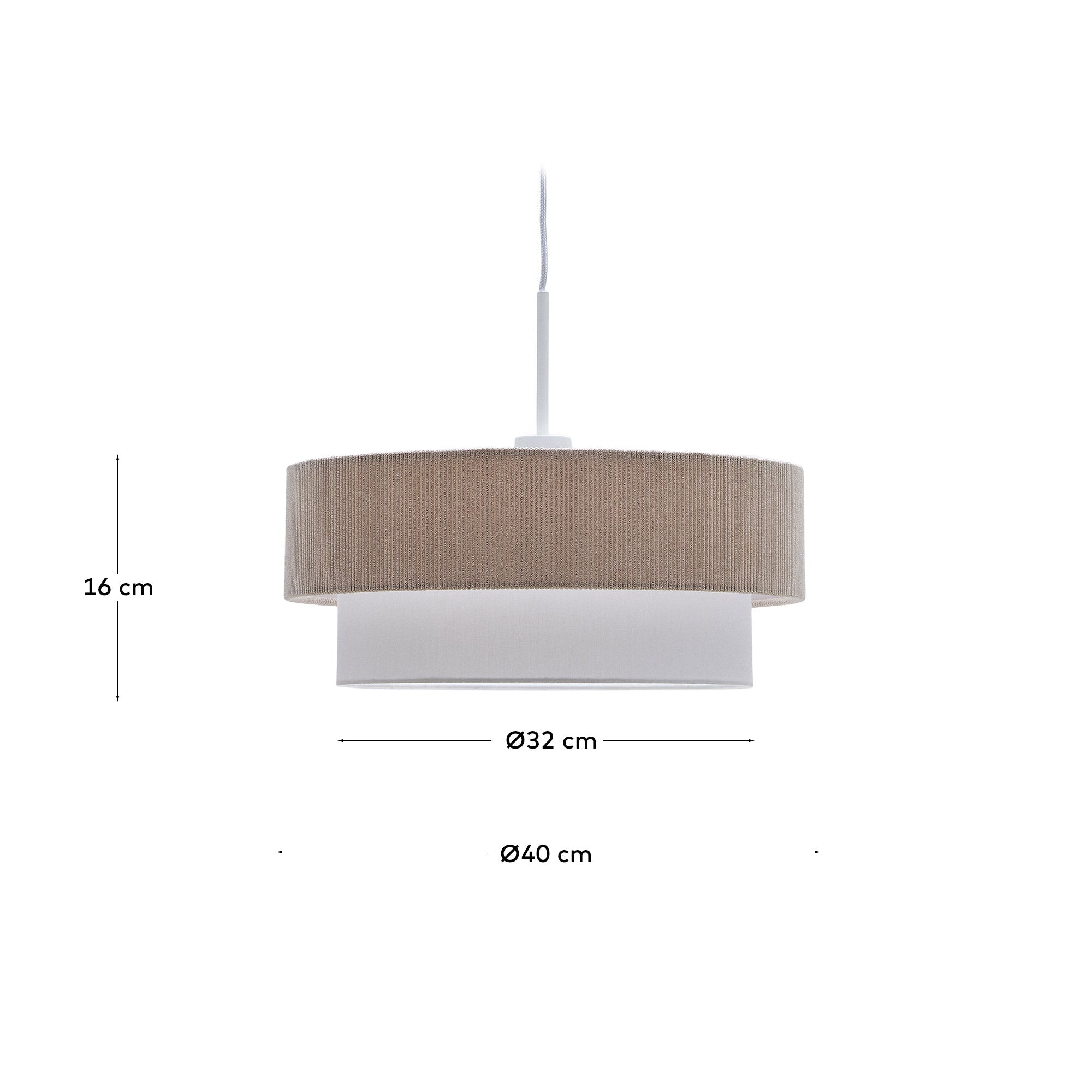 Die Bianella Deckenleuchte (Ø 40 cm) von Kave Home aus beigem Cord und Baumwolle verleiht jedem Raum eine elegante Note.