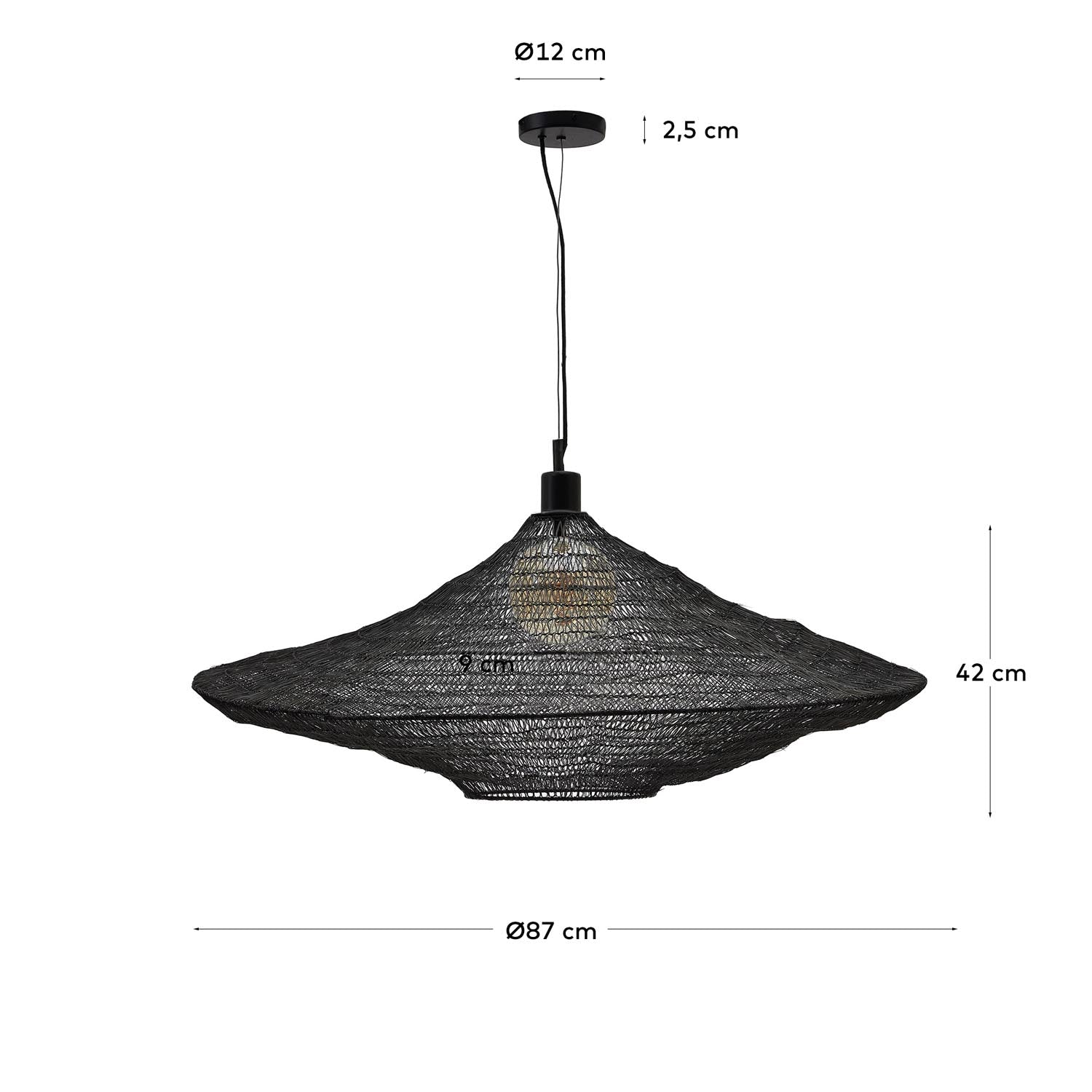 Makai Deckenleuchte Ø 87 cm: Modernes Design in schwarzem Metall.