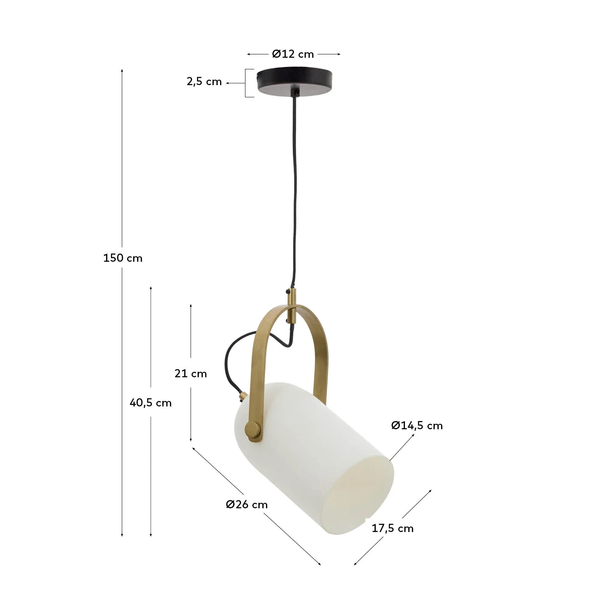 Die Deckenleuchte Reisy von Kave Home vereint modernes Design mit Funktionalität: satiniertes Milchglas trifft auf antiken Messingeffekt.