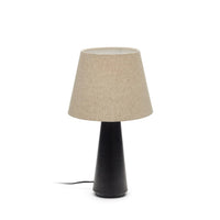 Lampe de table Torrent en métal noir et abat-jour en lin