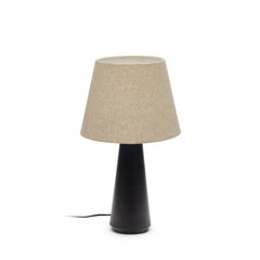 Lampe de table Torrent en métal noir et abat-jour en lin