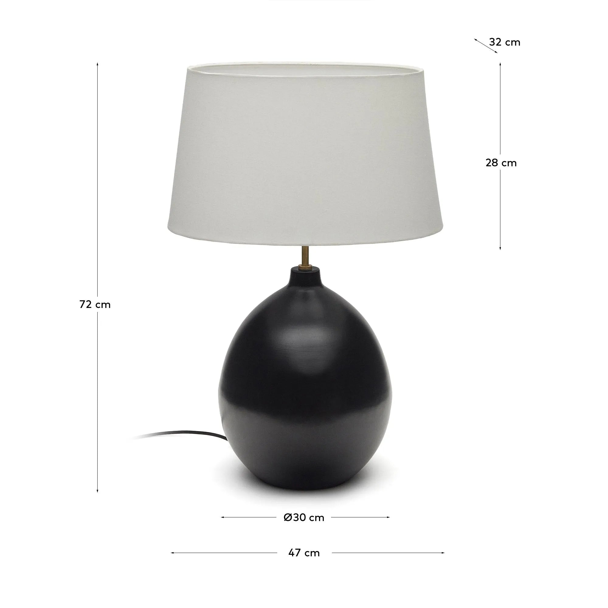 Elegante Tischlampe mit schwarzem Metallfinish und Holzsockel, ideal für stilvolle Akzente in jedem Raum.