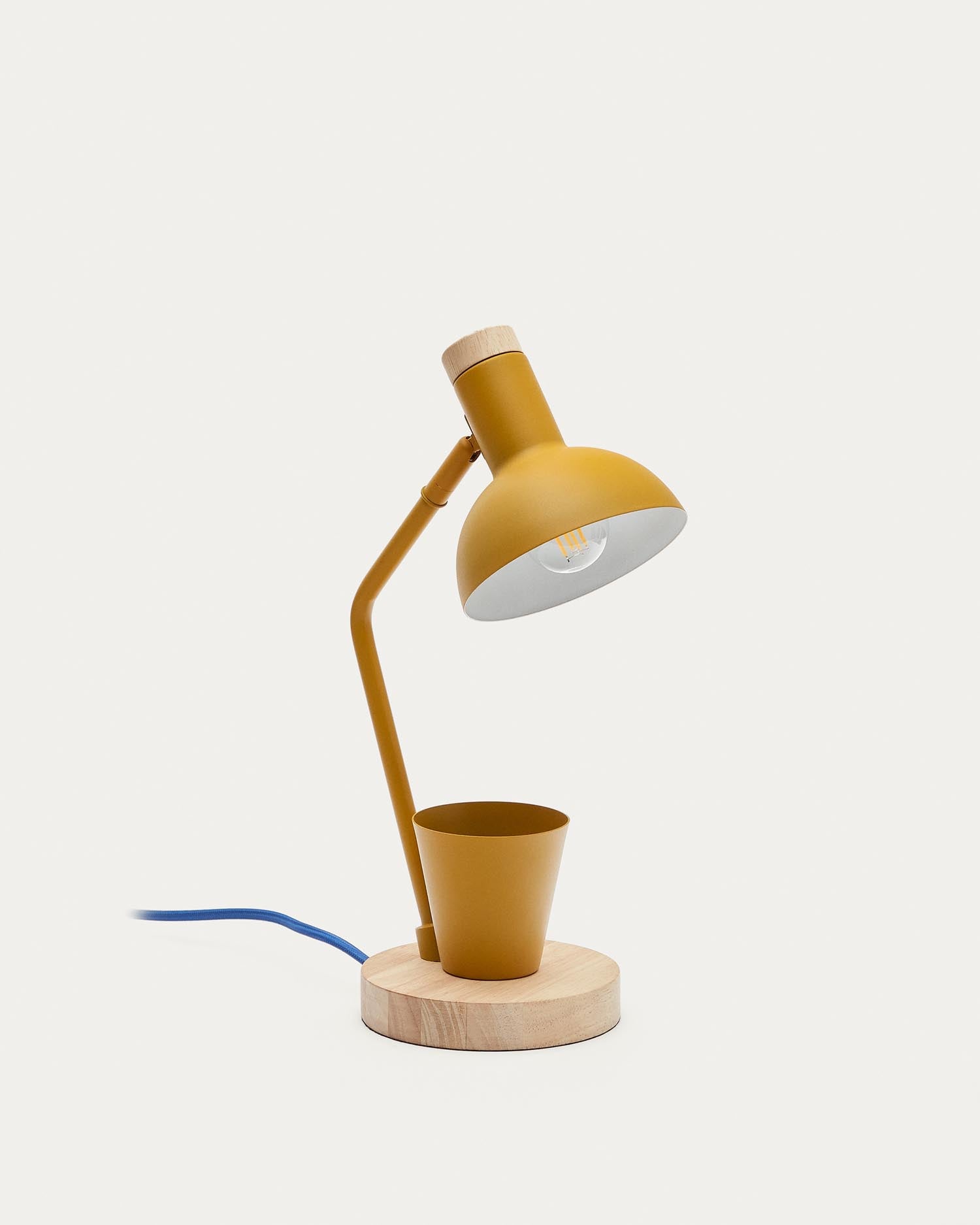 Katia desk lamp made of wood and mustard -colored metal