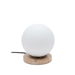 Malachi table lamp made of frosted glass and travertine stone