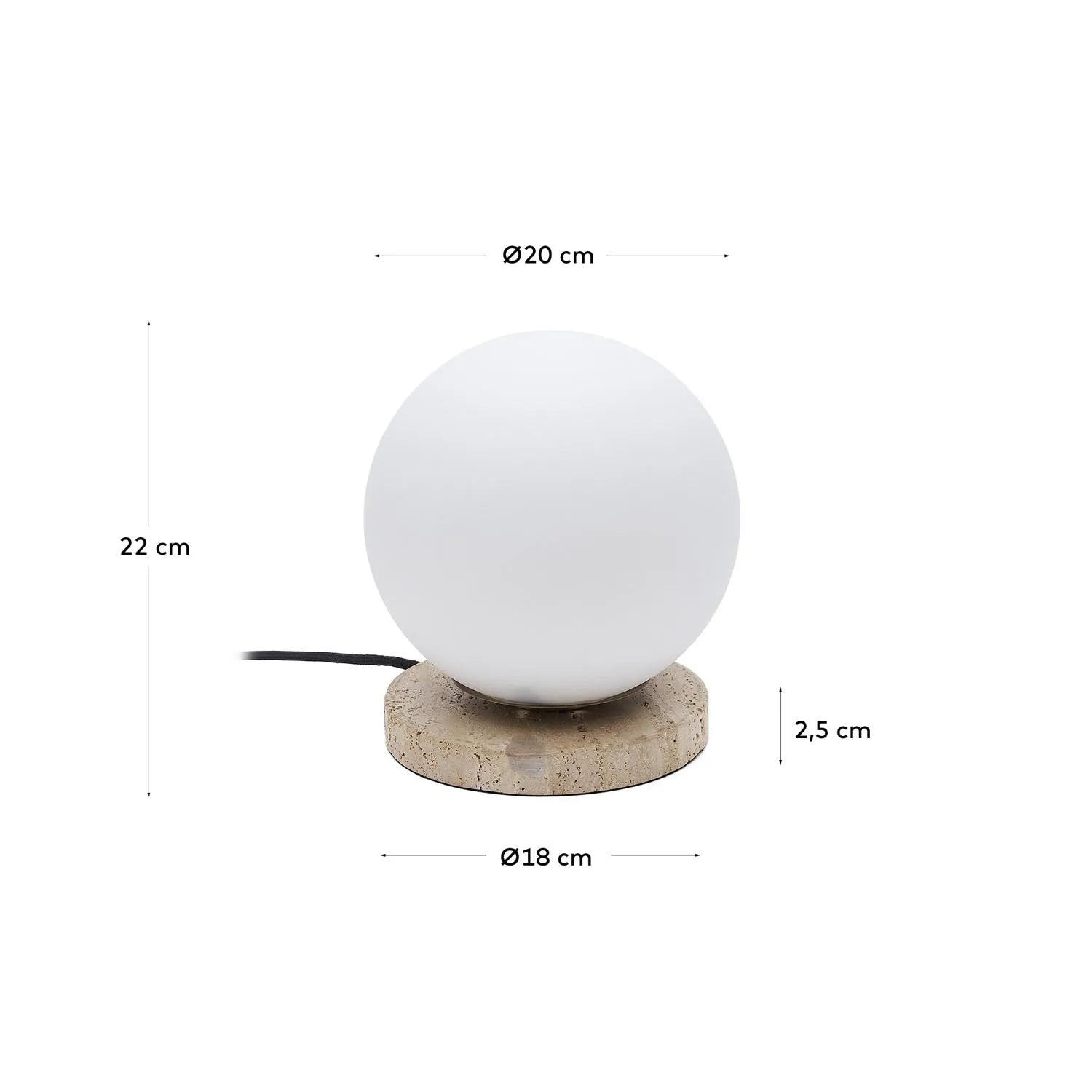 Elegante Tischlampe Malachi: Milchglas trifft auf Travertin-Charme.