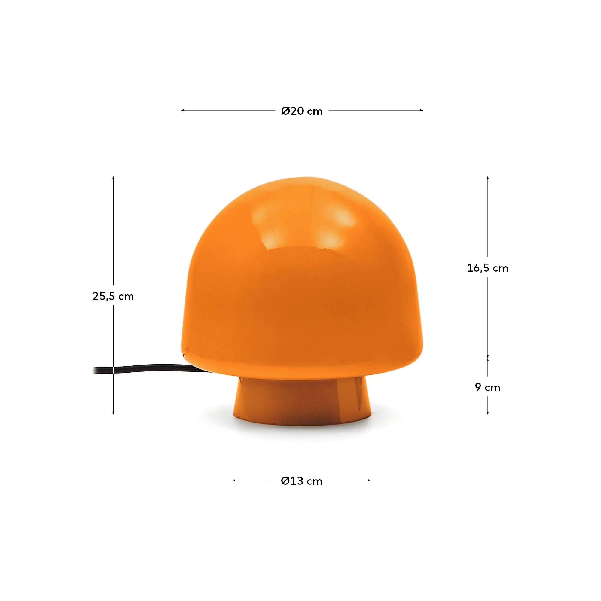 Die Tischleuchte Reig aus orangefarbenem Glas vereint Retro-Design mit moderner Eleganz und schafft ein warmes Ambiente.