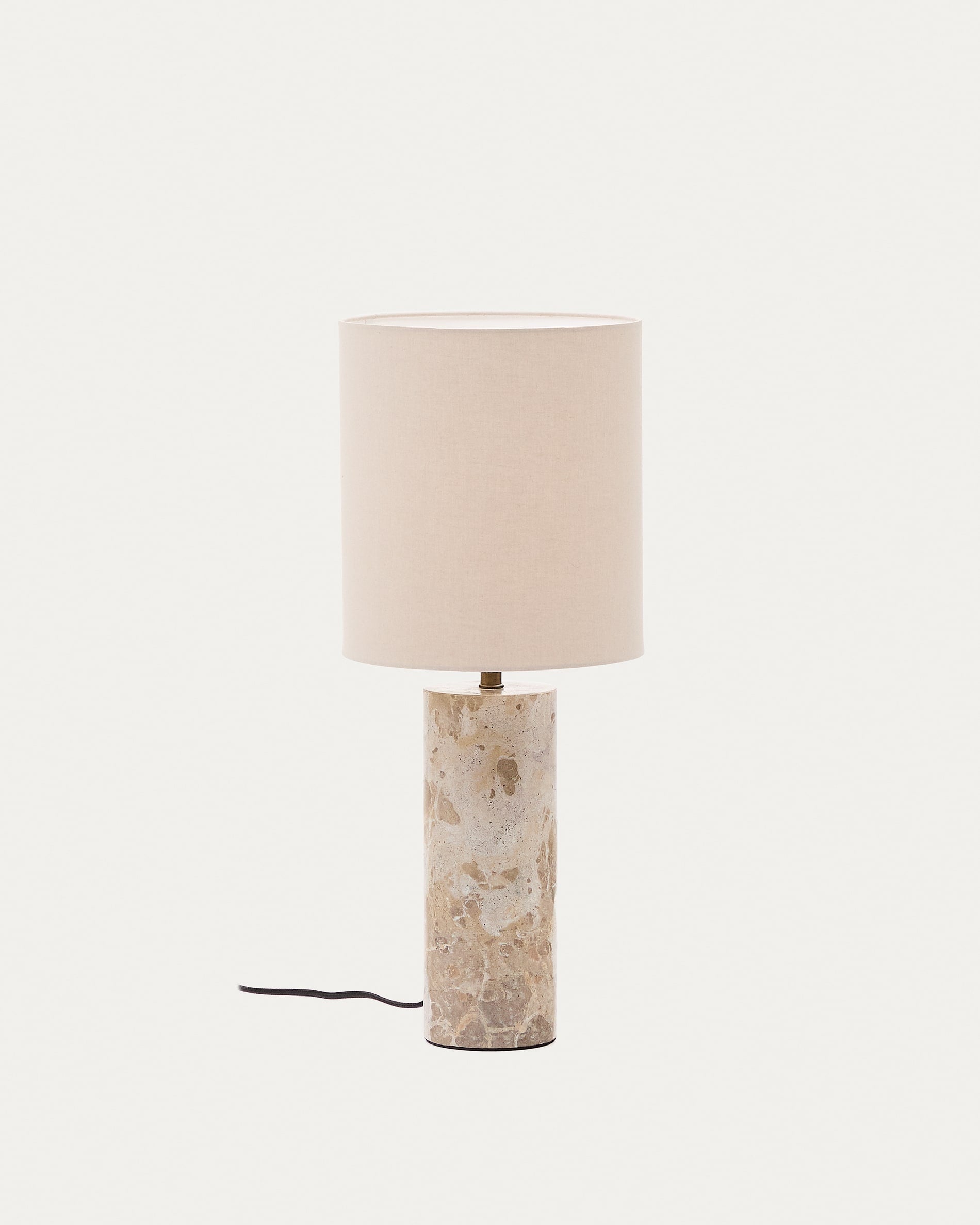 Table lamp Raze made of beige marble with a beige linen lampshade