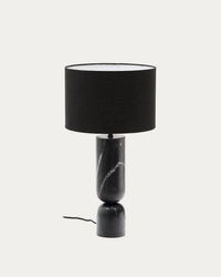 Lampe de table Vex en marbre noir et abat-jour en lin noir