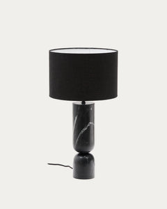 Lampe de table Vex en marbre noir et abat-jour en lin noir