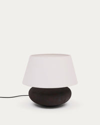 Nessi table lamp made of metal with a black terracotta effect.