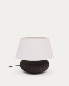 Nessi table lamp made of metal with a black terracotta effect.
