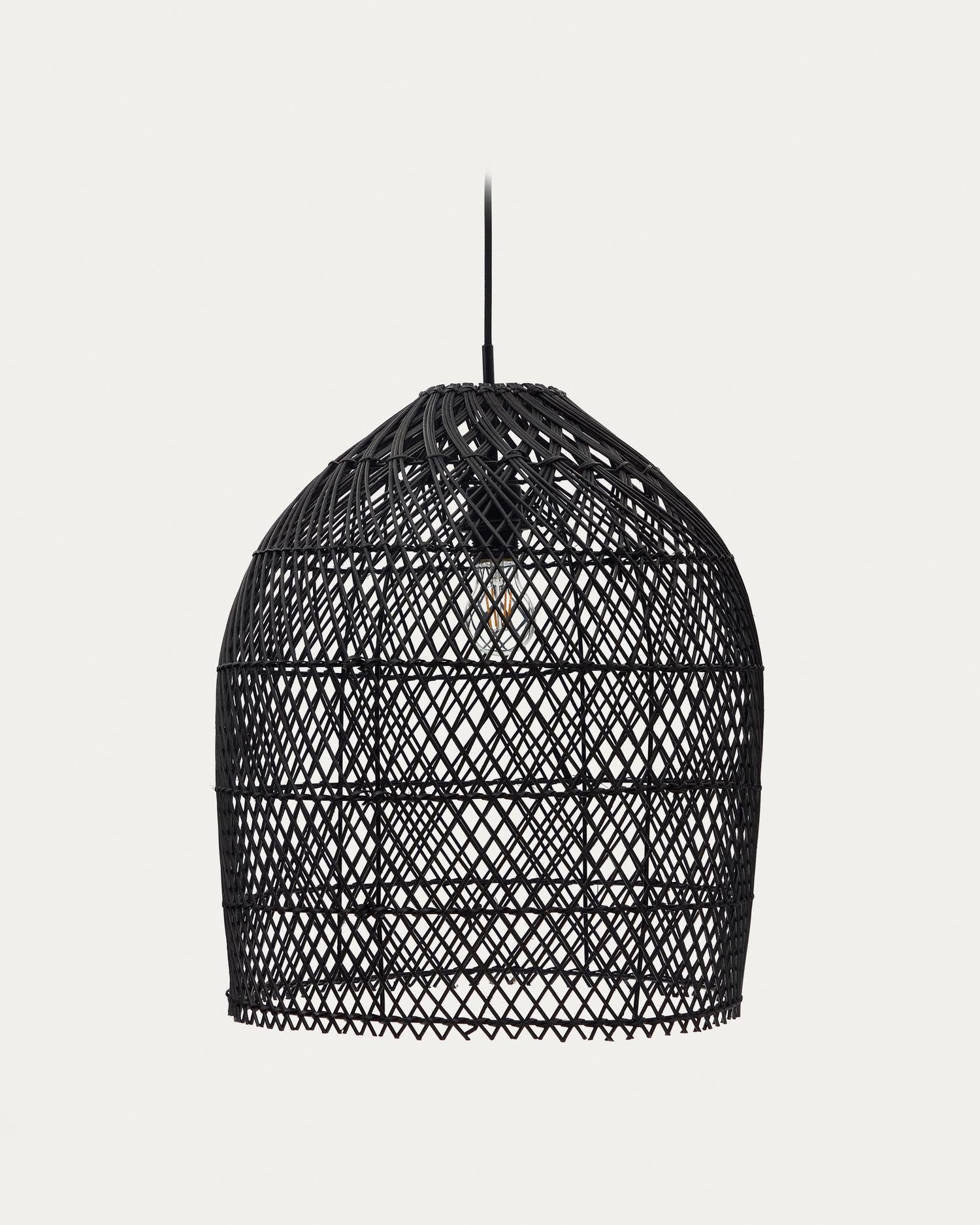 Domitila Lampenschirm für Pendelleuchte aus Rattan mit schwarzem Finish Ø 44 cm