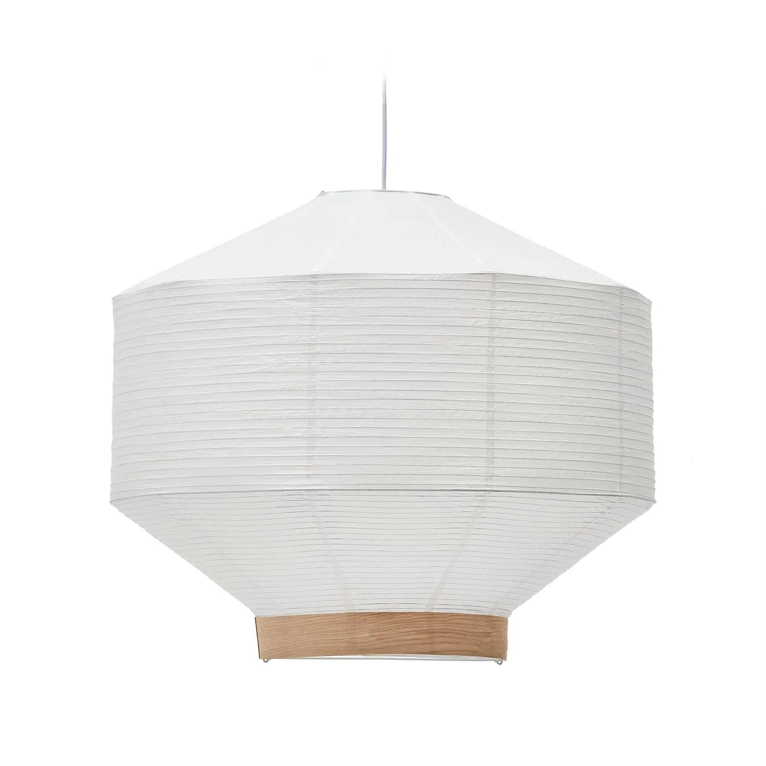 Eleganter Lampenschirm Hila: Weißes Papier & Eichenfurnier, Ø 80 cm, für stilvolle Lichtakzente in jedem Raum.