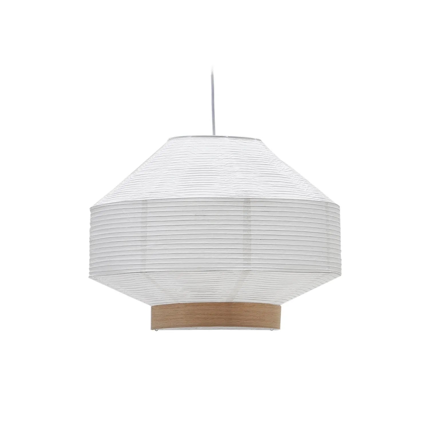 Eleganter Lampenschirm Hila: Weißes Papier & Eichenfurnier, Ø 30 cm. Stilvoll, nachhaltig, vielseitig für jeden Raum.