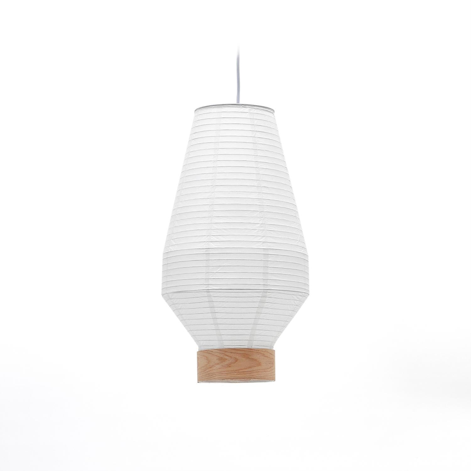 Der Hila Lampenschirm von Kave Home vereint weißes Papier und Eichenfurnier zu einem eleganten, vielseitigen Design-Highlight.