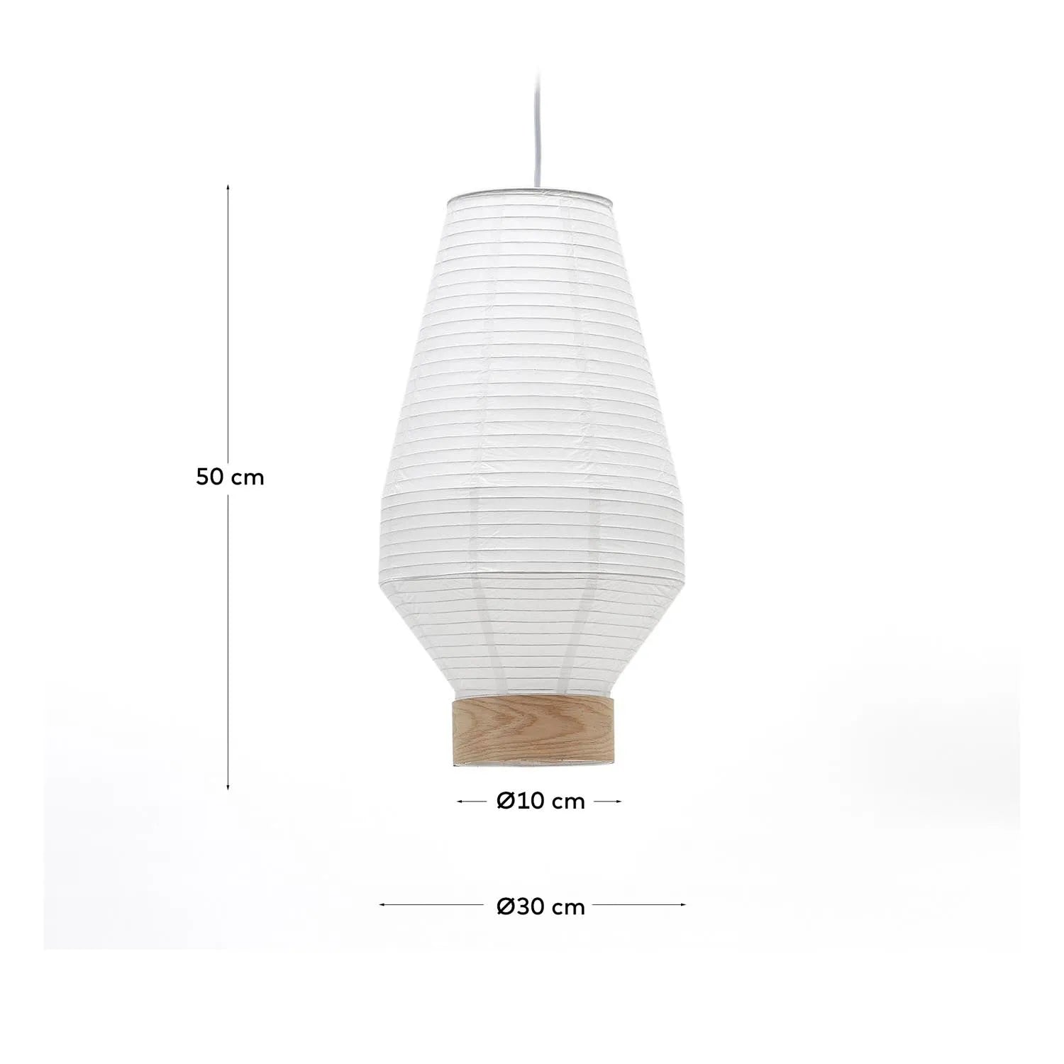 Eleganter Hila Lampenschirm: Papier & Holz, 30 cm, von Kave Home.