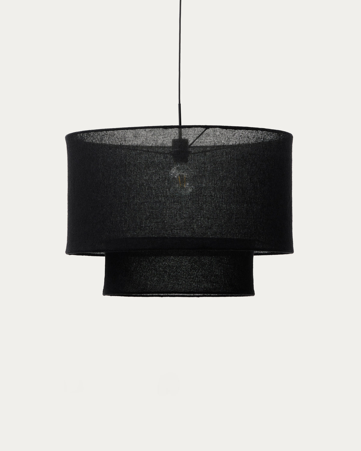 Lampenschirm für Deckenleuchte Mariela aus Leinen mit schwarzem Finish Ø 60 x 40 cm in Schwarz präsentiert im Onlineshop von KAQTU Design AG. Lampenschirm ist von Kave Home
