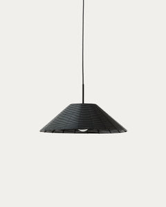 Lampenschirm für Outdoor-Deckenleuchte Saranella aus synthetischem Rattan in Schwarz Ø 50 cm