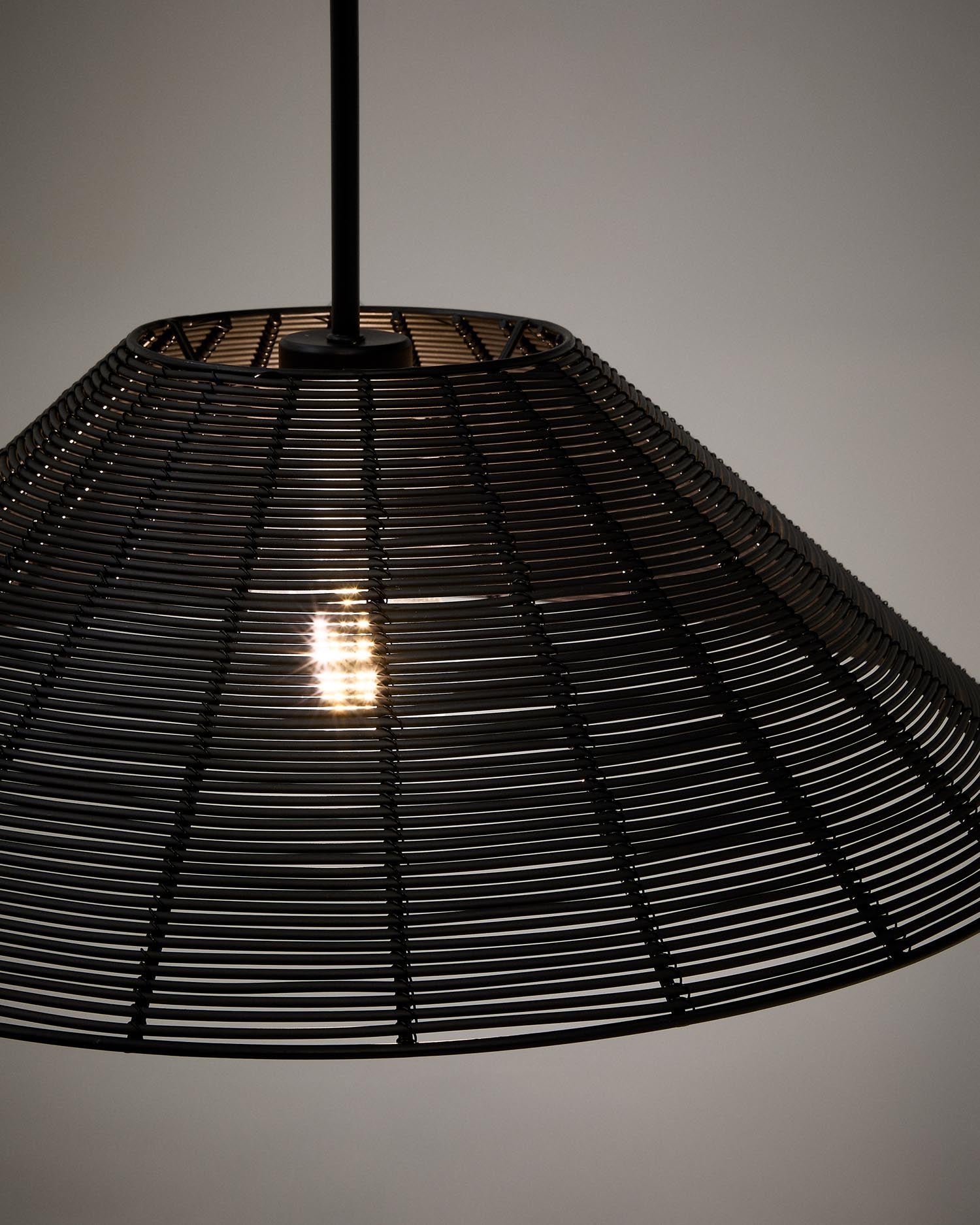 Eleganter Lampenschirm aus schwarzem, synthetischem Rattan, Ø 50 cm, für stilvolle Beleuchtung in jedem Raum.