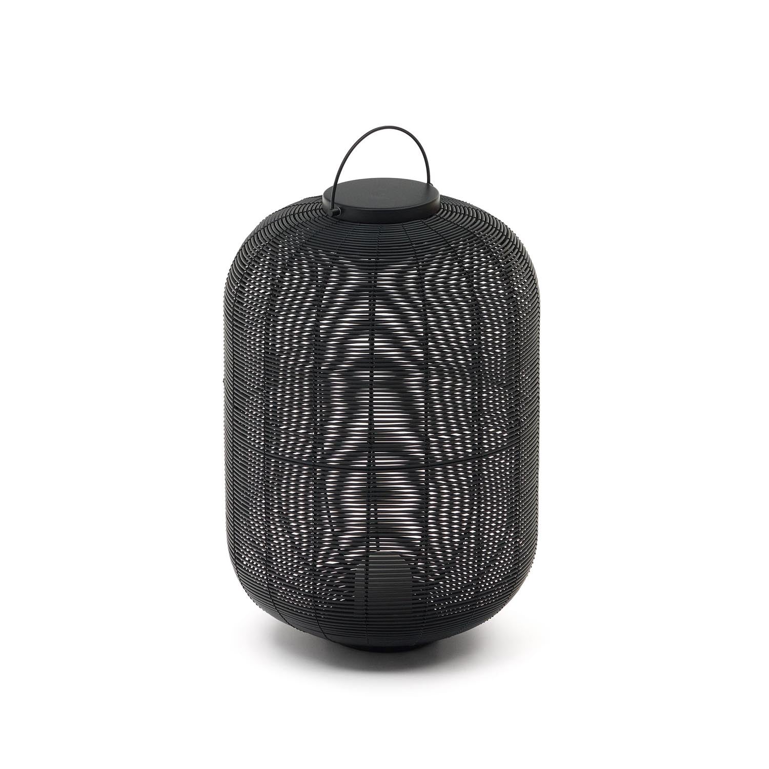 Saranella large portable table lamp made of synthetic rattan in black
