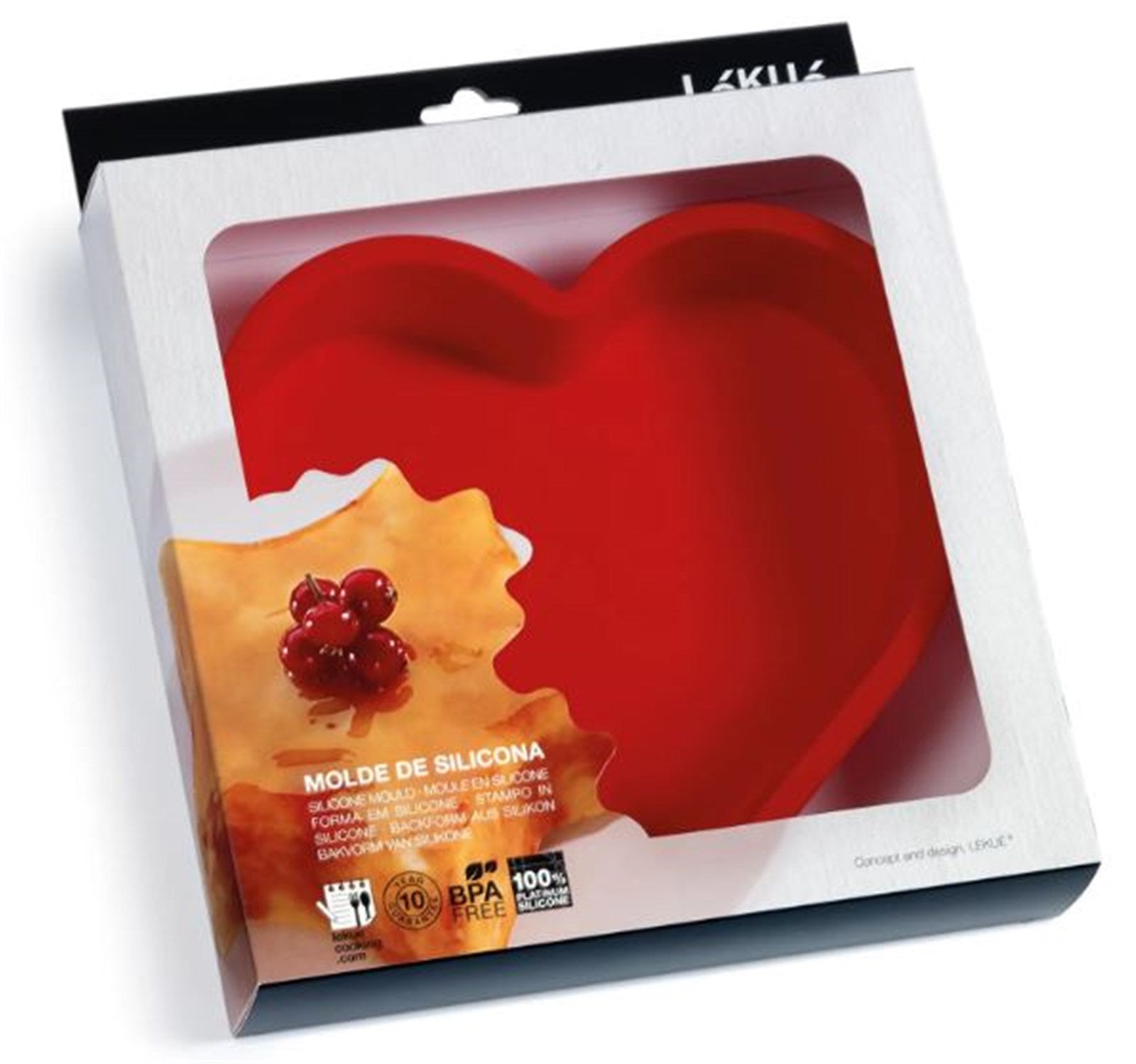 Backform Herz Rot, 1.3 lt., 23x21 cm in Rot präsentiert im Onlineshop von KAQTU Design AG. Backen ist von Lékué