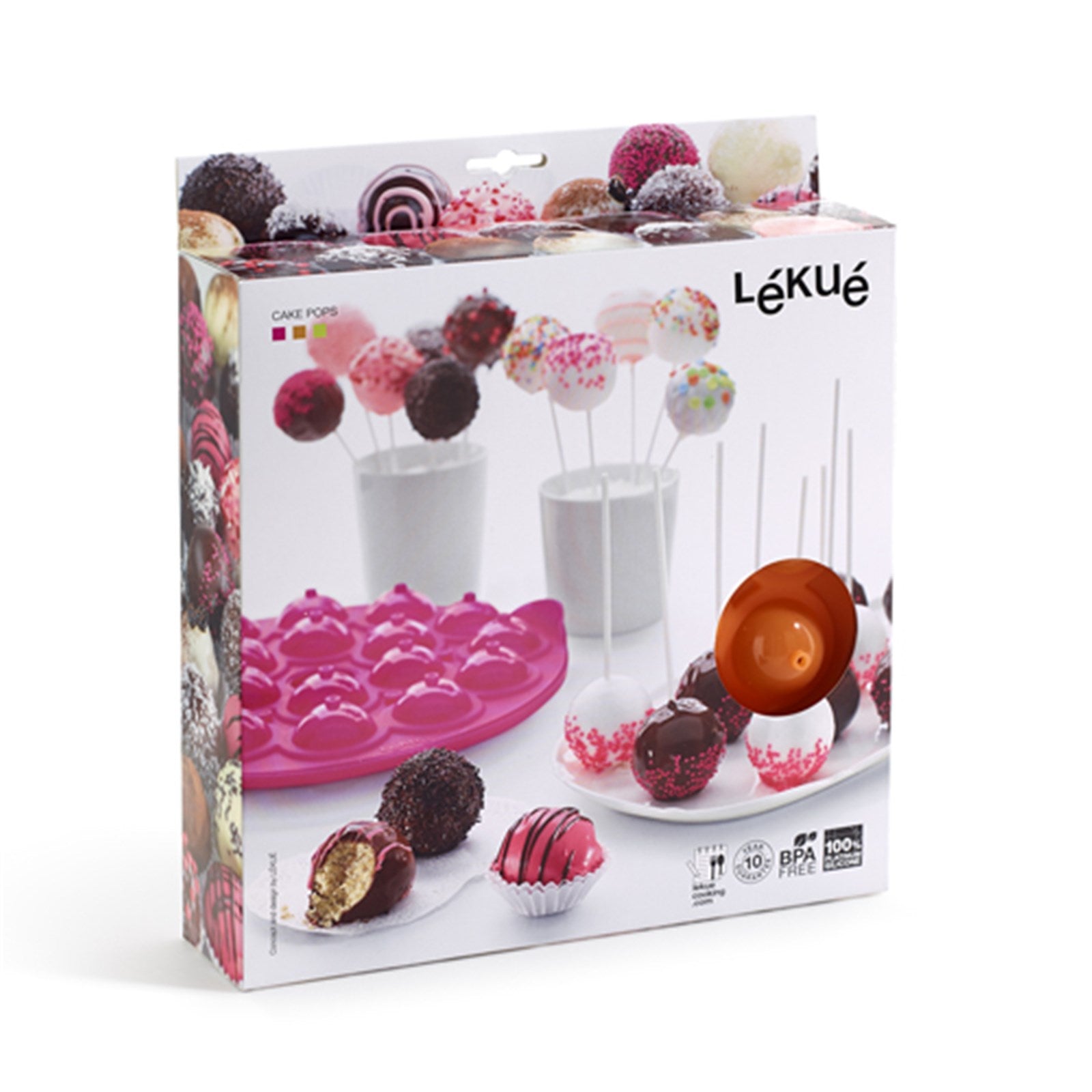 Backform Pop Cakes für 18 Stk. pink, Ø25 cm mit 20 Sticks in Pink präsentiert im Onlineshop von KAQTU Design AG. Backen ist von Lékué