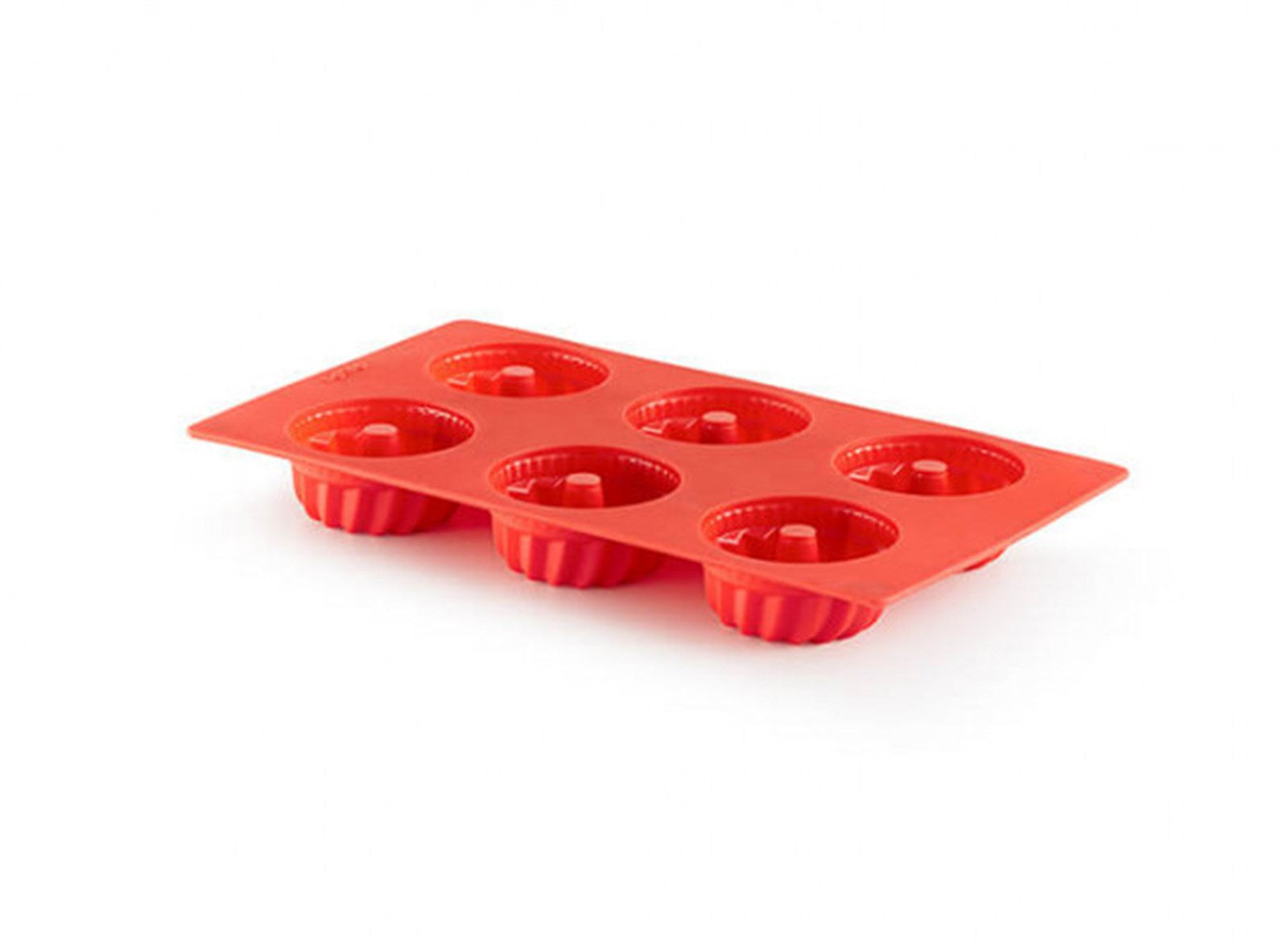 Backform 6er Gugelhopf Rot, Ø7 cm h: 3.5 cm, Geschenkbox in Rot präsentiert im Onlineshop von KAQTU Design AG. Backen ist von Lékué