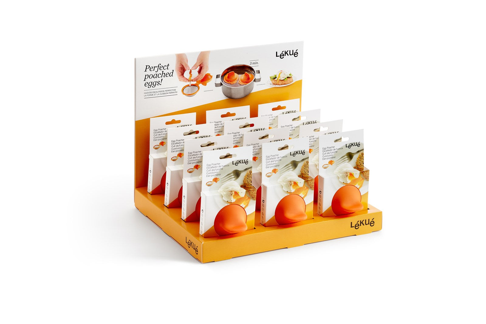 Display für Eier-Pochierer, 12 Stk. orange Rot assort. in Orange/Rot präsentiert im Onlineshop von KAQTU Design AG. Kochbesteck ist von Lékué