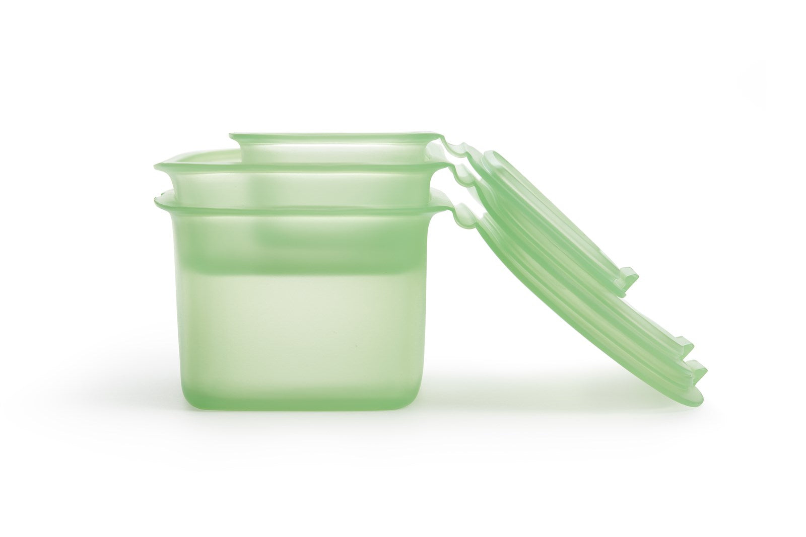 Set wiederverwendbarer Silikonbehälter in Grün präsentiert im Onlineshop von KAQTU Design AG. Aufbewahrungsbehälter ist von Lékué