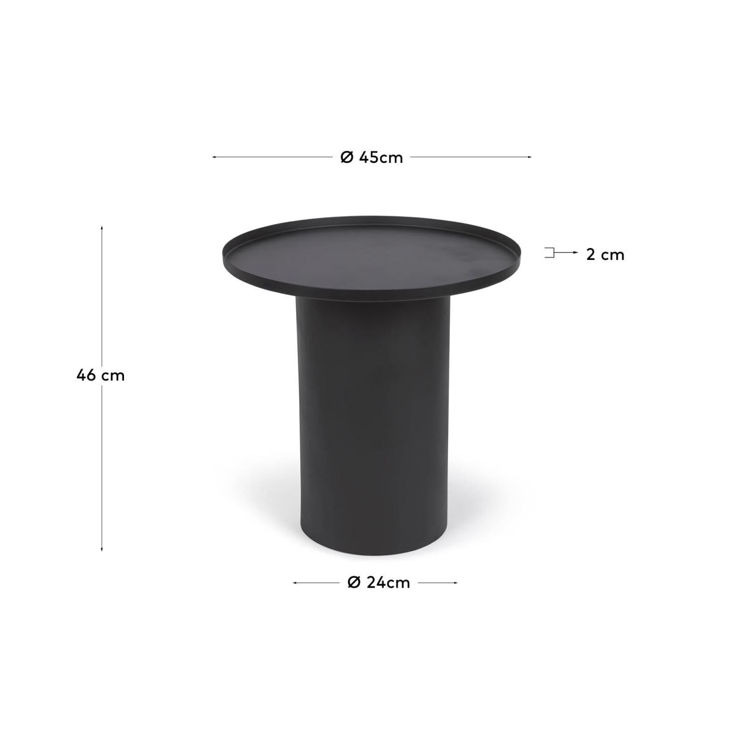 Fleksa Metall-Beistelltisch Ø 45 cm, schwarz, modern und robust.