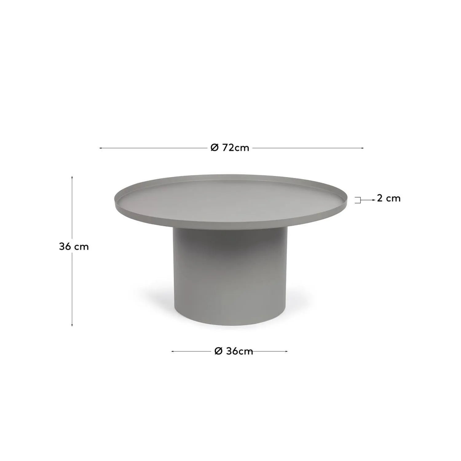 Stilvoller Fleksa Metall-Beistelltisch Ø 72 cm in Grau von Kave Home.
