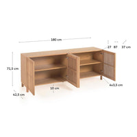 Buffet 4 portes Beyla en placage et bois de chêne massif 180 x 71,5 cm FSC 100%