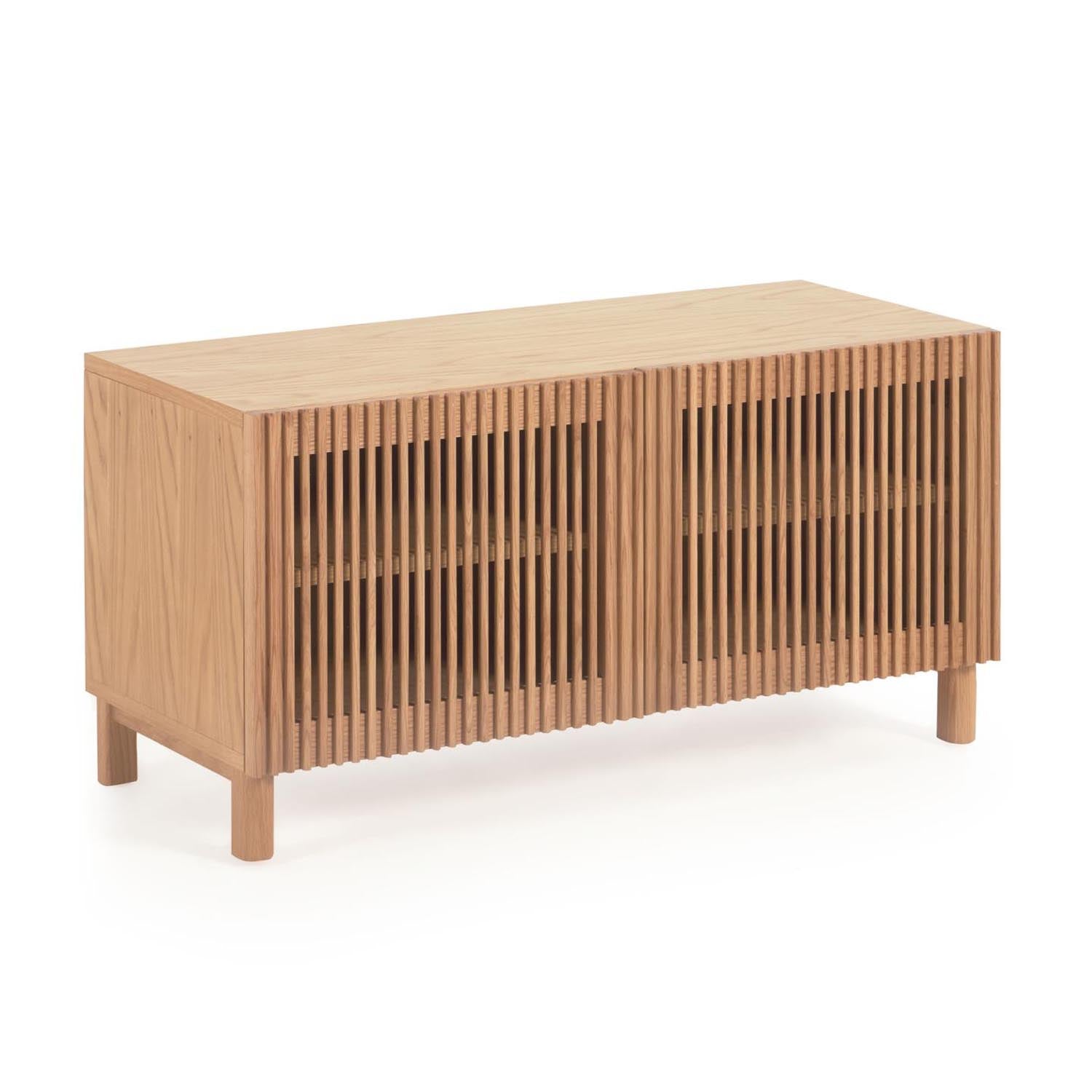 2-door shoe cabinet Beyla made of veneer and solid wood made of oak 98.5 cm FSC 100%