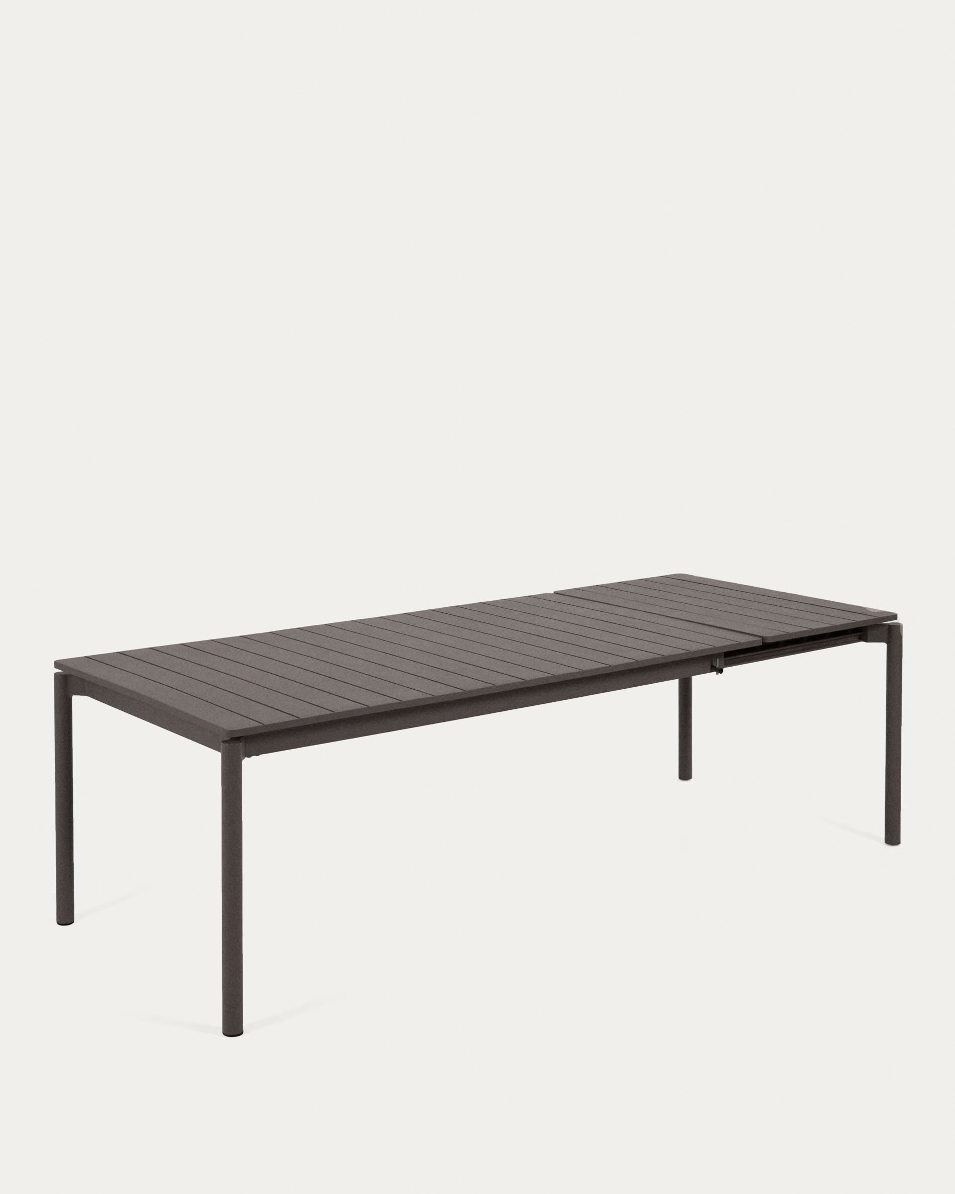 Moderner Zaltana Outdoor-Tisch aus Aluminium, matt dunkelgrau, ausziehbar von 140 auf 200 cm, ideal für stilvolle Aussenbereiche.