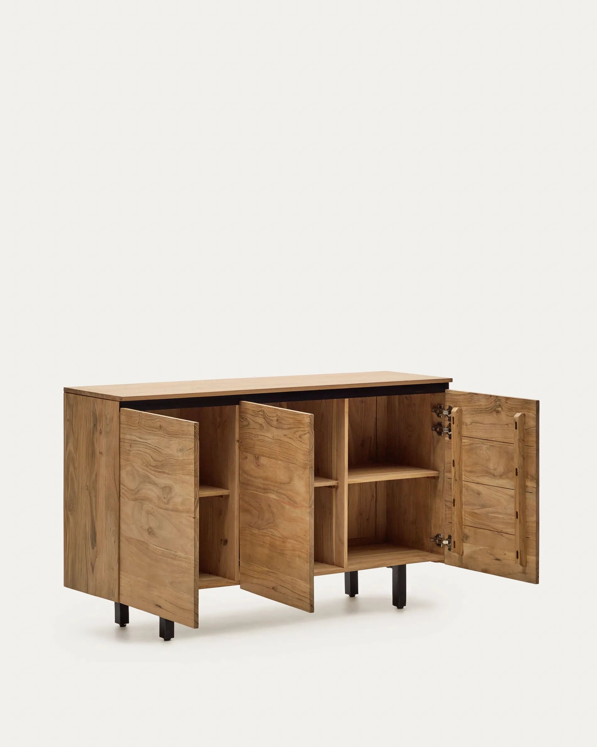 Elegantes Sideboard aus Akazienholz, 150x88 cm, vereint Tradition und Moderne mit natürlichem Finish und klaren Linien.