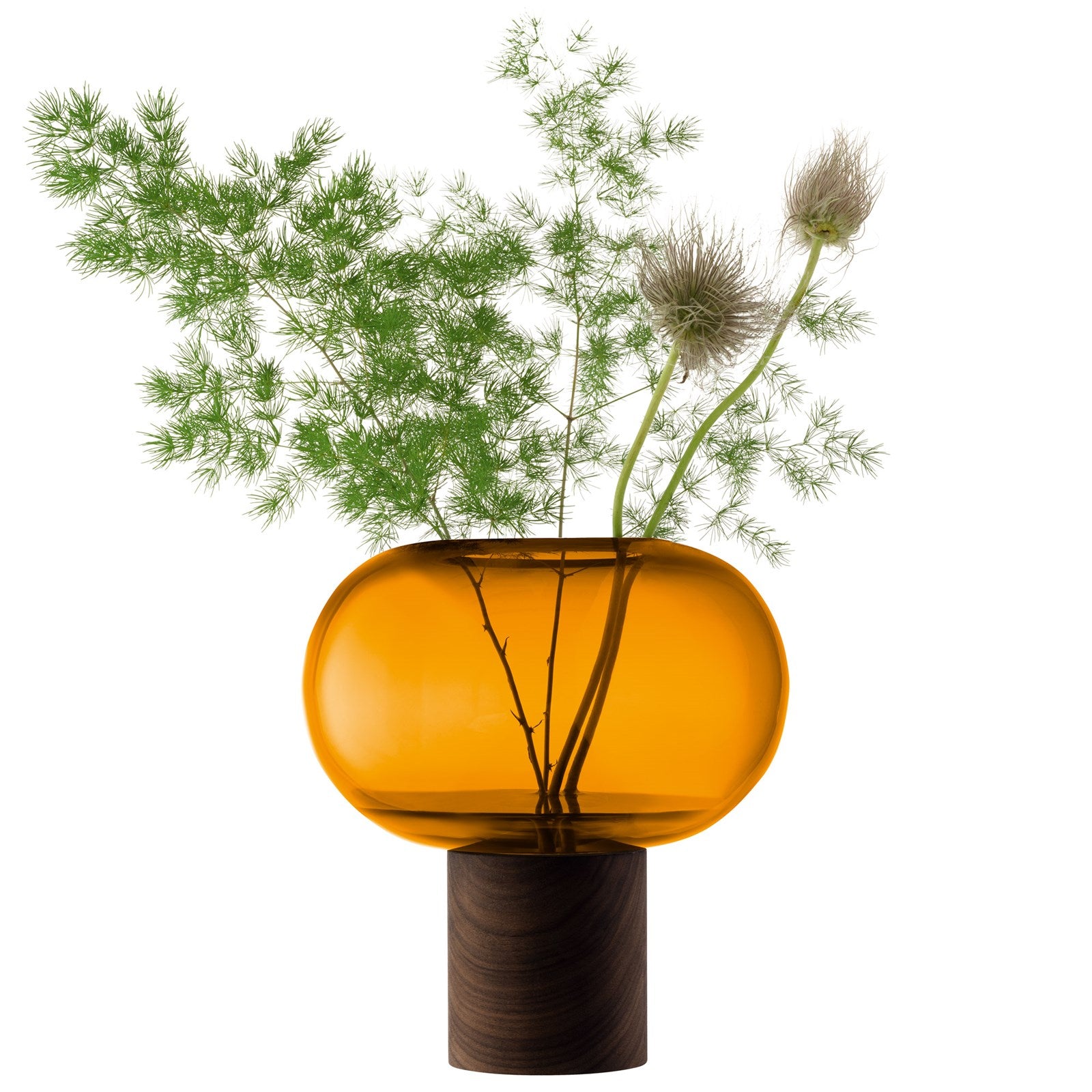 Oblate Vase Ø19.5cm, H21.5cm - bernstein walnuss - KAQTU Design