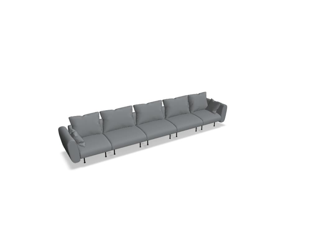 Lotus LTS1ML - modular seating system in Grau präsentiert im Onlineshop von KAQTU Design AG. 5er Sofa ist von Mdd