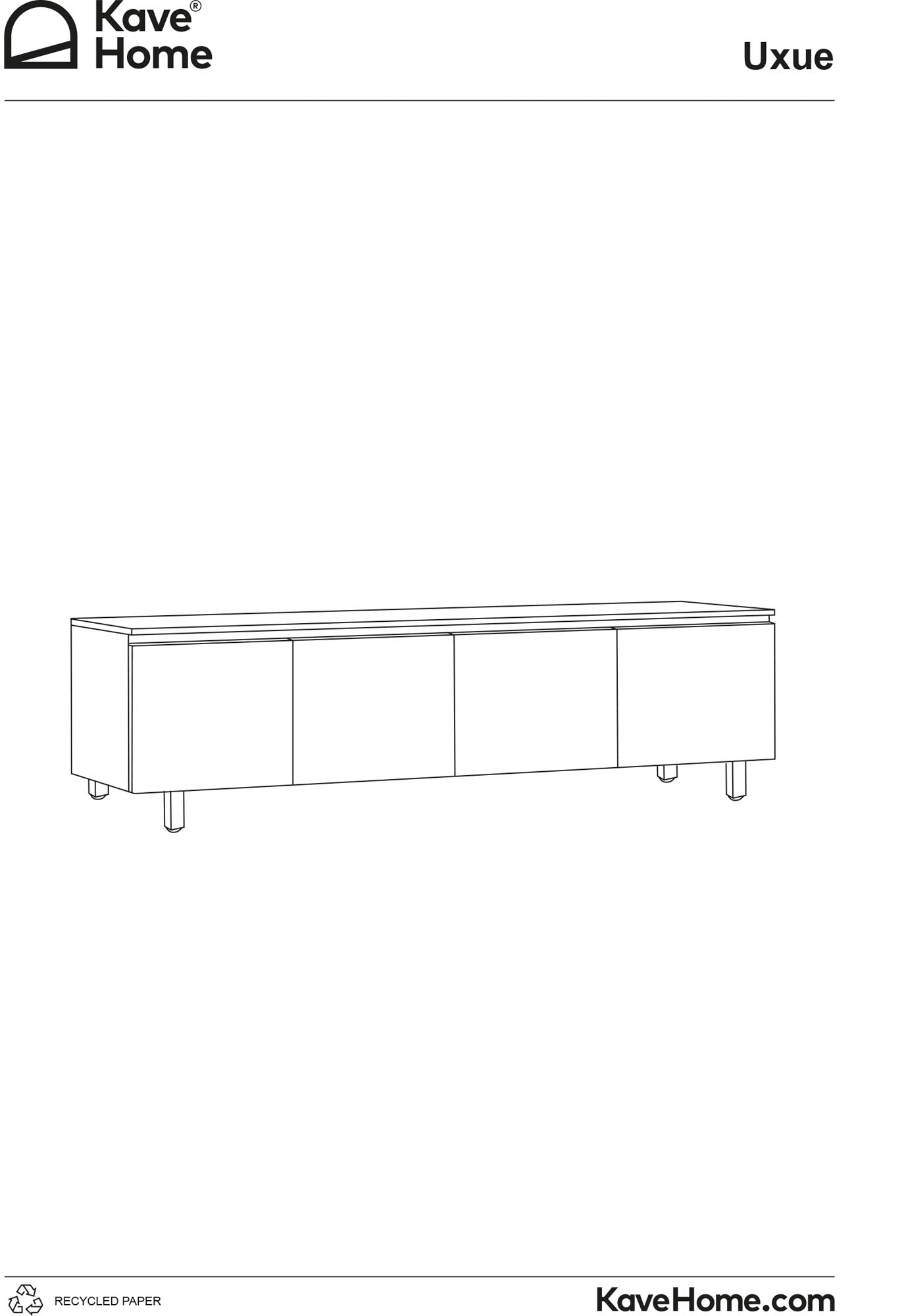 4-türiges TV-Möbel Uxue aus massivem Akazienholz mit gebleichtem Finish 200 x 58 cm in Beige präsentiert im Onlineshop von KAQTU Design AG. Sideboard ist von Kave Home