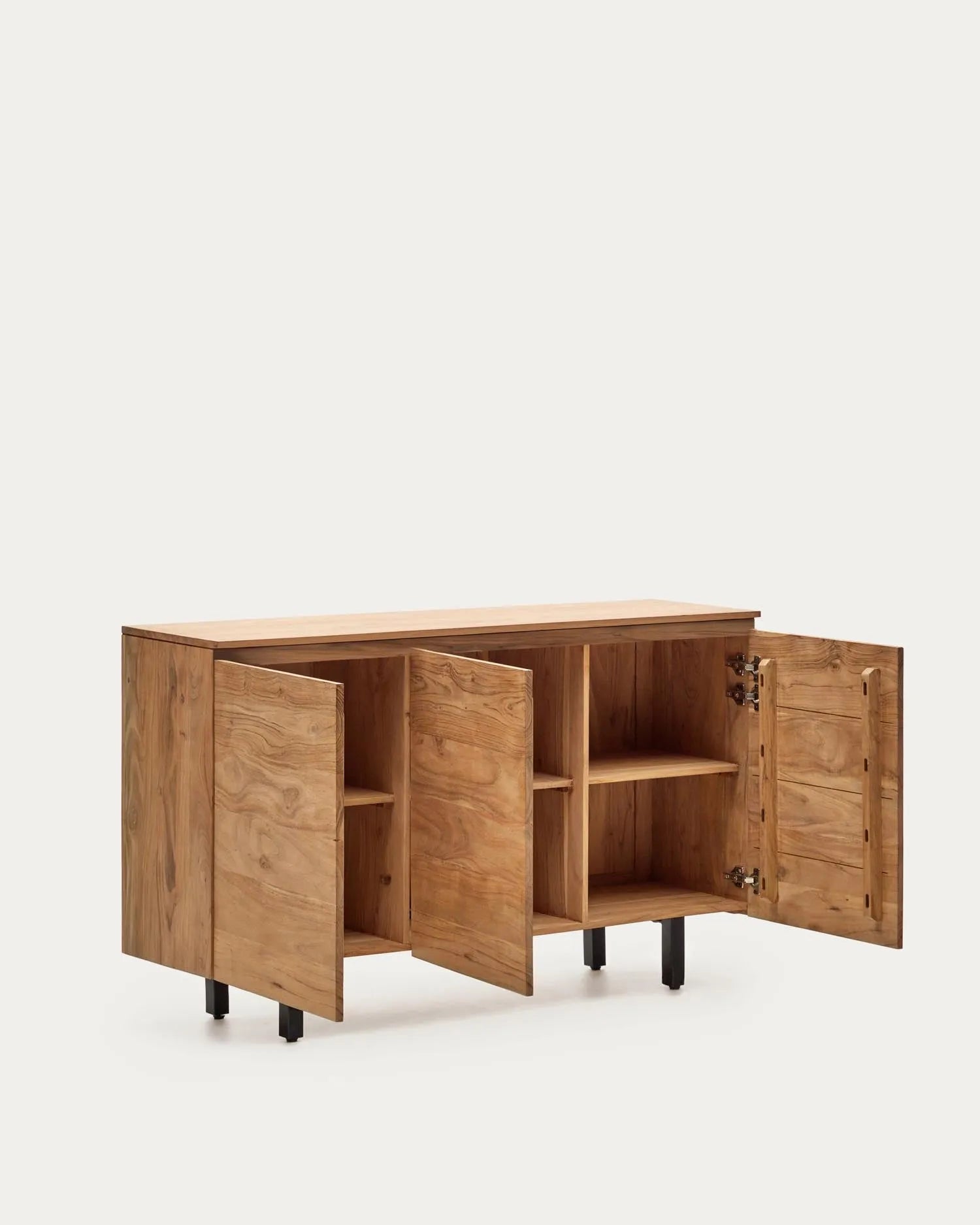 3-türiges Sideboard Uxue aus massivem Akazienholz mit gebleichtem Finish 150 x 88 cm in Beige präsentiert im Onlineshop von KAQTU Design AG. Sideboard ist von Kave Home