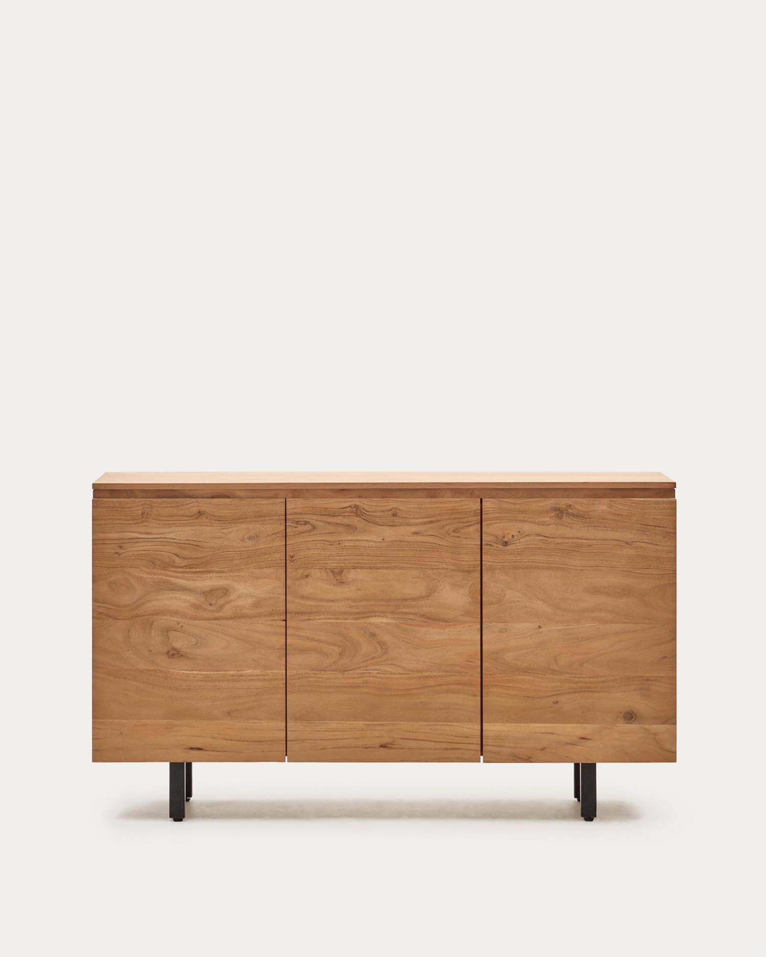 3-türiges Sideboard Uxue aus massivem Akazienholz mit gebleichtem Finish 150 x 88 cm in Beige präsentiert im Onlineshop von KAQTU Design AG. Sideboard ist von Kave Home