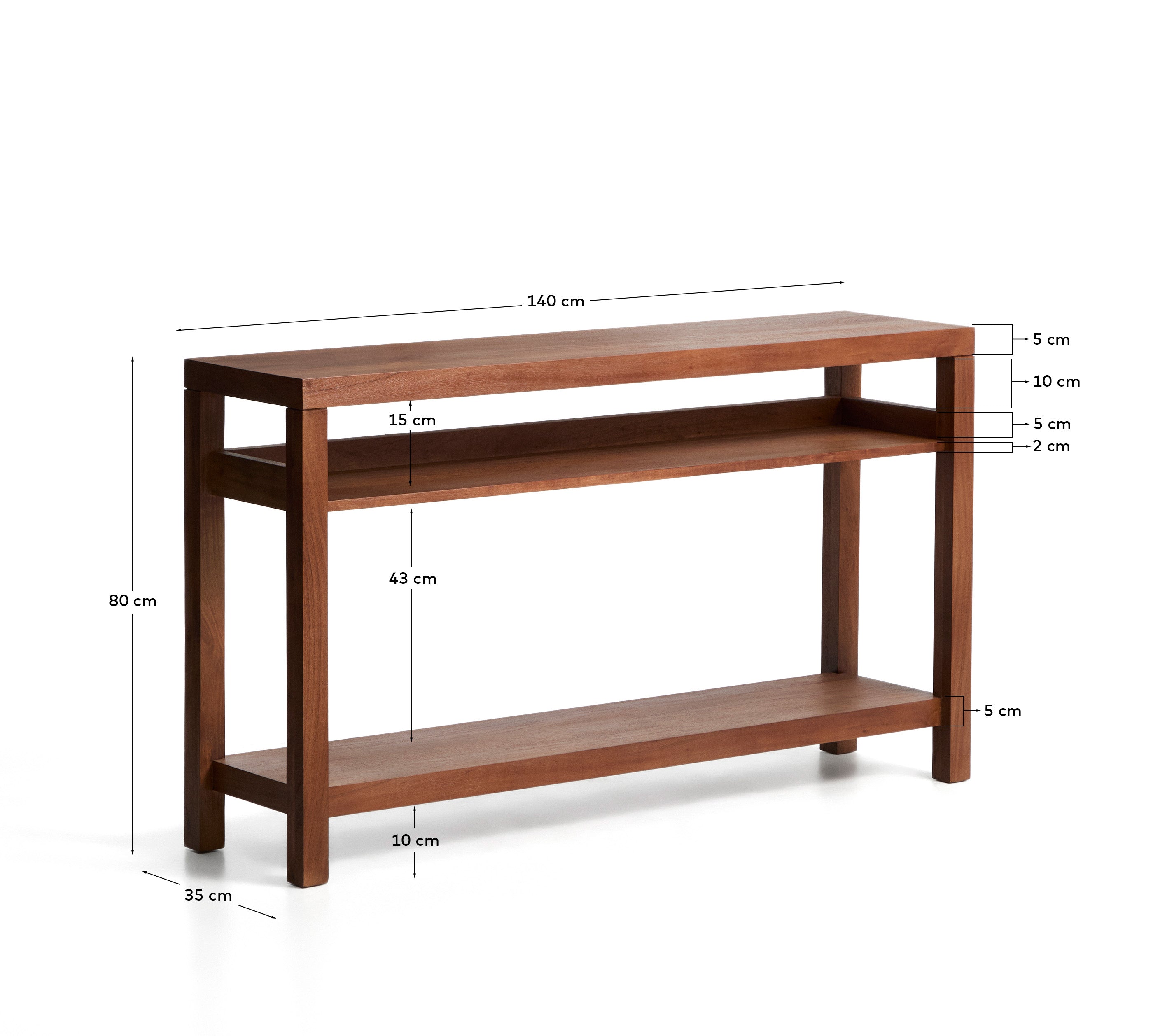 Konsolentisch Norani aus massivem Akazienholz und Akazienfurnier 140 x 80 cm in Braun präsentiert im Onlineshop von KAQTU Design AG. Konsolentisch ist von Kave Home