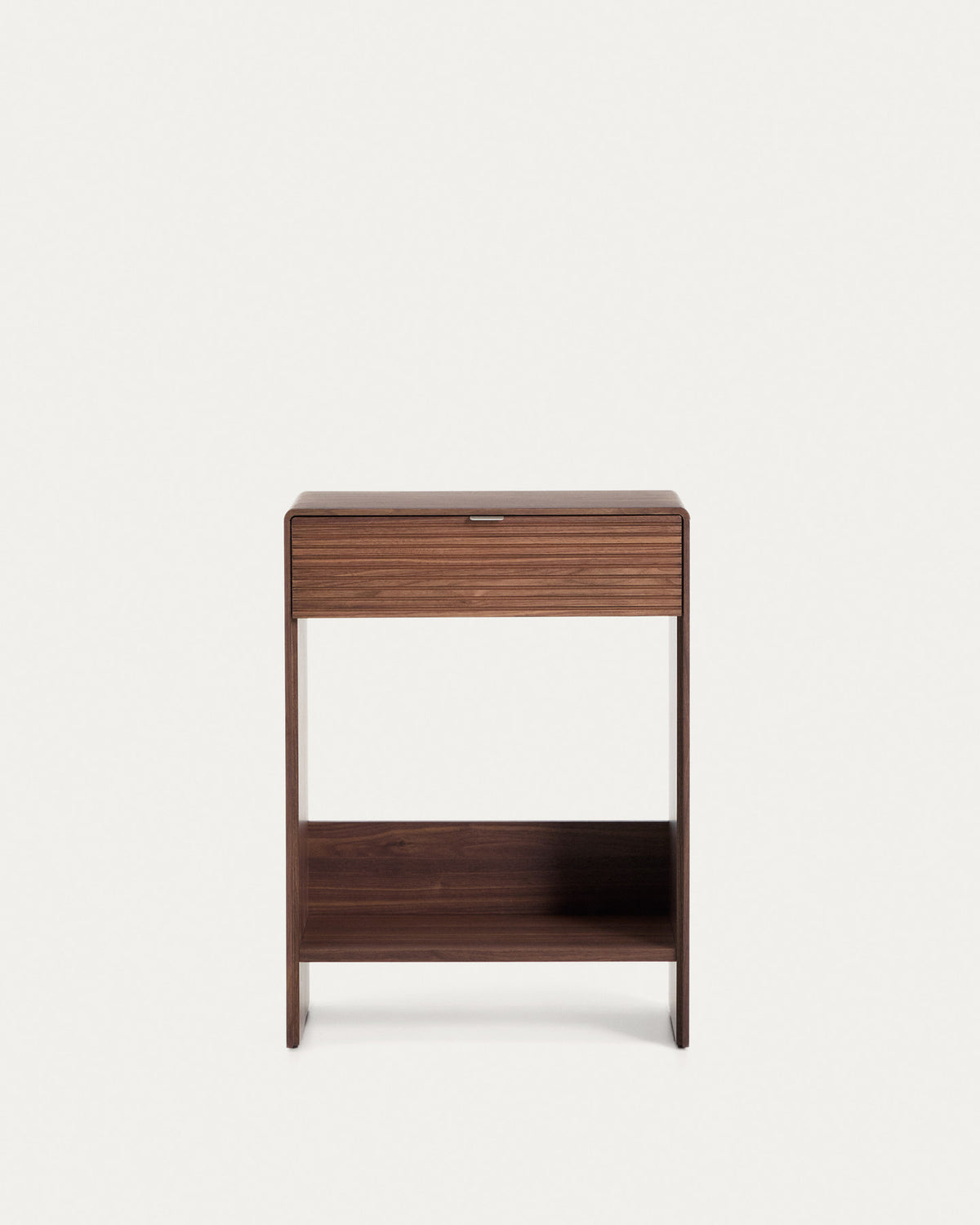 Konsolentisch Norlen mit Schublade und Regalboden aus Nussbaumfurnier FSC Mix Credit 60 x 81 cm in Dunkelbraun präsentiert im Onlineshop von KAQTU Design AG. Konsolentisch ist von Kave Home