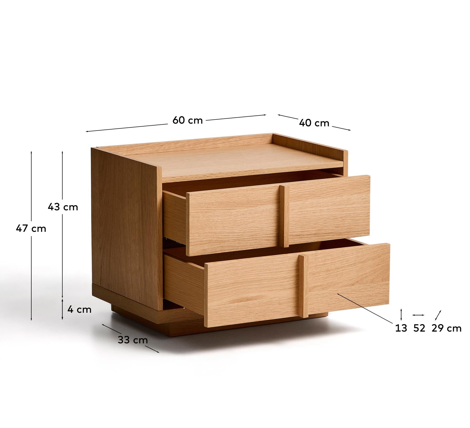 Nachttisch Onix 2 Schubladen aus Eichenfurnier Naturton-Finish 60 x 47 cm FSC Mix Credit in Natur präsentiert im Onlineshop von KAQTU Design AG. Nachttisch ist von Kave Home