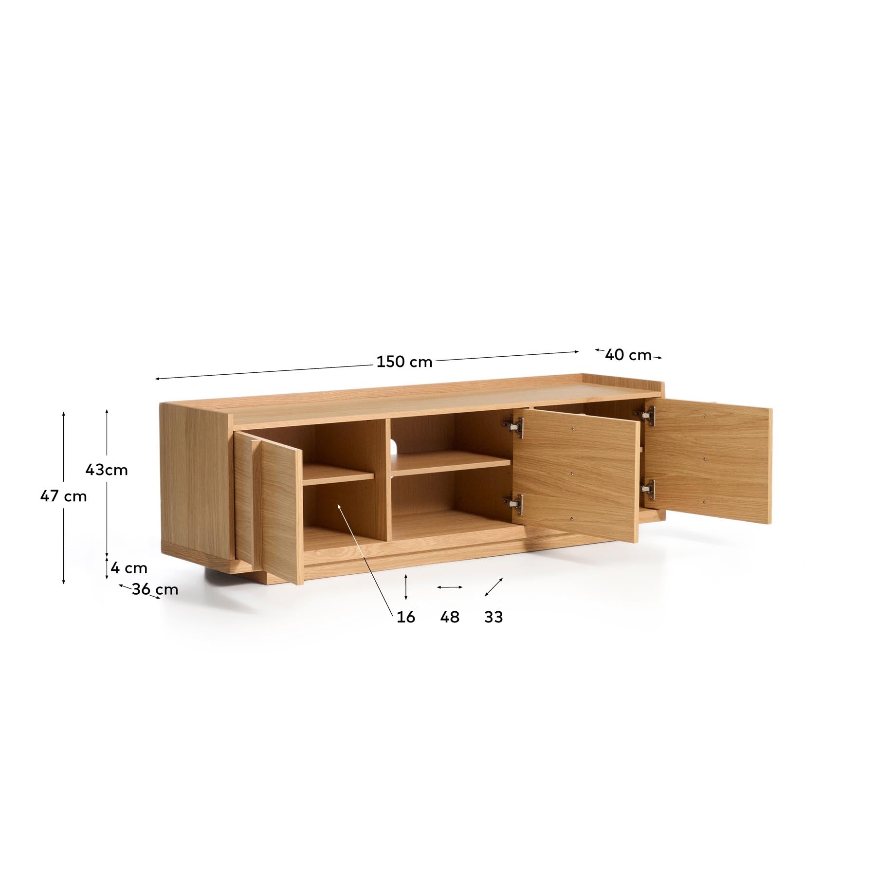 TV-Möbel Onix aus Eichenfurnier mit Naturton-Finish 150 x 47 cm FSC Mix Credit in Natur präsentiert im Onlineshop von KAQTU Design AG. TV-Möbel ist von Kave Home