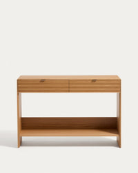 Norlen console table with 2 drawers and shelf in oak veneer with natural finish FSC Mix Credit 120 x 81 cm